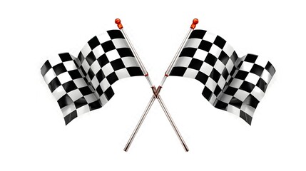 Fototapeta premium Two crossed checkered racing flag isolated on transparent background