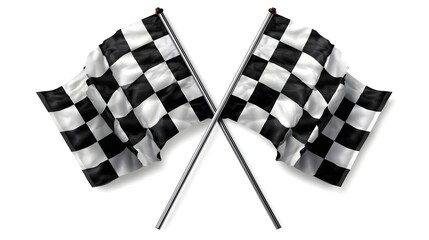 Fototapeta premium Two crossed checkered racing flag isolated on transparent background
