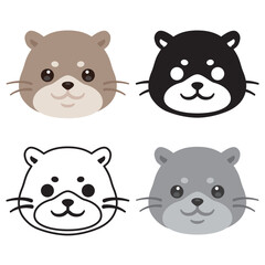 カワウソの顔アイコンセット