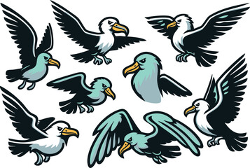 Funny Albatross Characters – Cartoon Bird Illustration Pack


