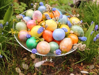 easter eggs in a basket