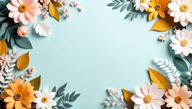 Vibrant floral arrangement digital creation decorative background paper art aesthetic design nature inspired