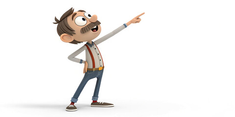 A 3D Rendering of a Cartoon Character Pointing to Highlight Important Information