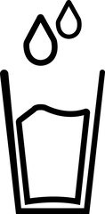 Water glass icon.filled flat sign, solid pictogram isolated on white. Drinking water drops glass.Water glass or cup water icon symbol. Glass of drink water symbol in the restaurant or cafe.