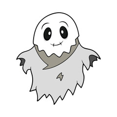 Spooky distressed ghost illustration with torn edges perfect for halloween or horror themes on a clean white background