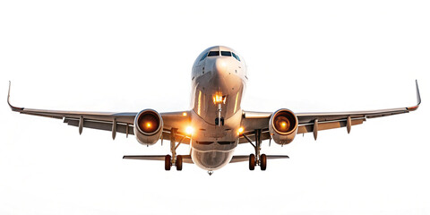 An Airplane in Flight Against a White Background Representing Travel and Exploration