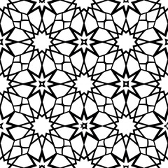 Abstract Black and White Geometric Star Pattern Seamless Texture Design