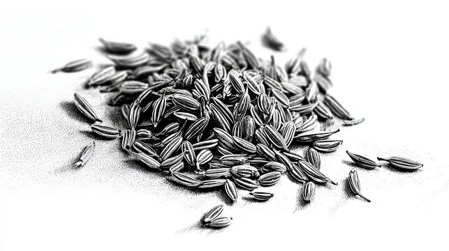 Close-up of black and white cumin seeds