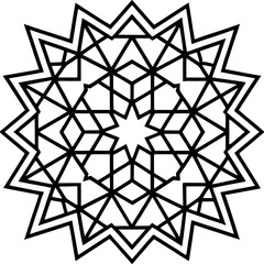Geometric Mandala: Black and White Intricate Starburst Design