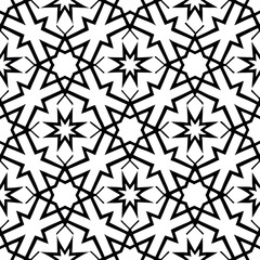 Abstract Black and White Geometric Star Pattern Seamless Texture Design