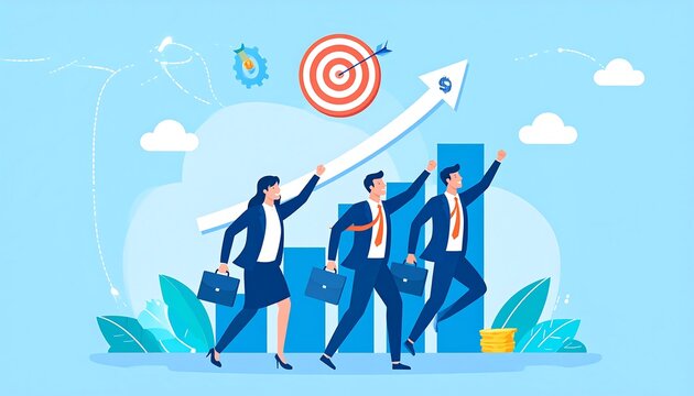 Business team achieving growth