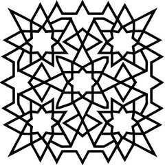Abstract Geometric Islamic Star Pattern: Bold Black and White Design