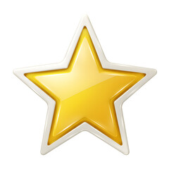 Glossy yellow star with white outline isolated on white background