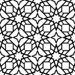 Abstract Geometric Black and White Seamless Islamic Star Pattern Design