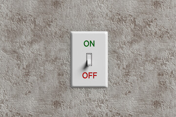 White Switch on Off Button on Grey Wall
