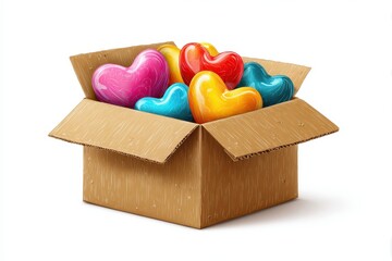 Colorful heart-shaped food donations symbolize hope and kindness for charity efforts to support those in need during difficult times