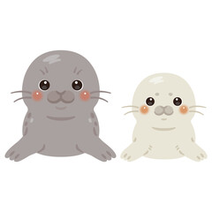 アザラシ親子のイラスト