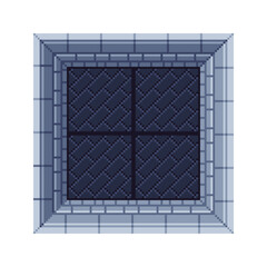 Pixel art dungeon corner tiles, dark blue isometric floor in 8-bit style, tile featuring a deep blue floor with herringbone pattern and isometric brick border, RPG dungeons, puzzle rooms, retro game.