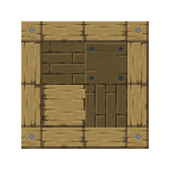 Pixel art wooden floor tile set, rustic planks in retro 8-bit style, top-down detailed wooden textures, planks, and bolts, taverns, cabins, pirate ships, old-style interiors in pixel RPG games.