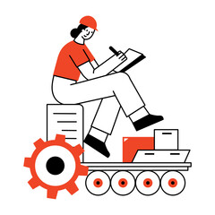 vA drawing style illustration showing a character doing process tracking 