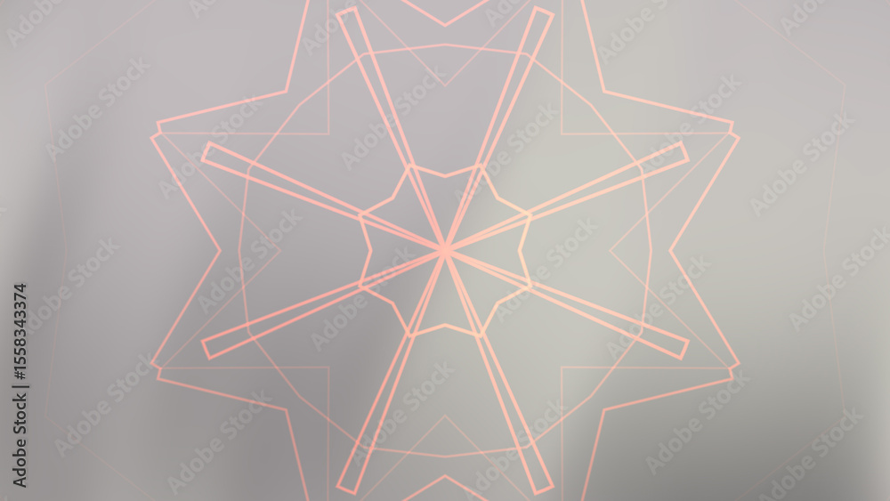Fototapete geometric star pattern with soft pink lines against a blurred grey backdrop