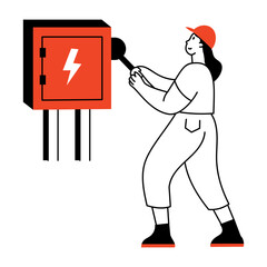 A sketchy style illustration showing machine operator 
