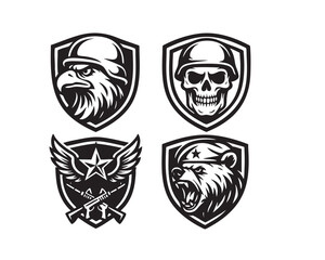 Fototapeta premium Soldier and Animal Badge Icons