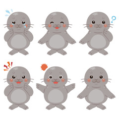 アザラシのキャラクターイラスト　表情セット