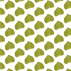 Autumn Leaves Seamless Pattern. Fall Leaves Background. Botanical Vector Flat Illustrations