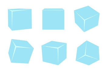 シンプルな氷のイラスト素材セット　アイス　キューブ　四角形