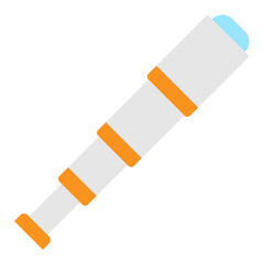 Cartoon Telescope with Orange Accents Isolated