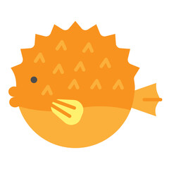 Cute Cartoon Puffer Fish Illustration on White Background