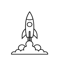 Startup rocket launch concept - flat vector illustration