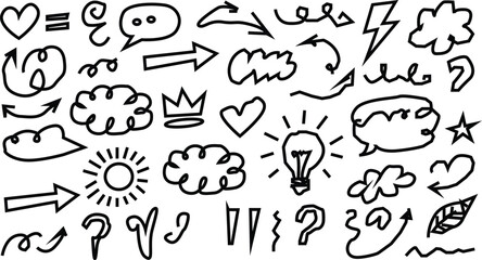 Obraz premium Collection of various hand drawn doodles and sketch elements art