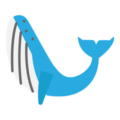 Blue Whale Cartoon Illustration Isolated on White