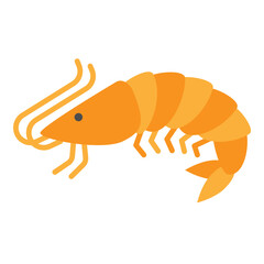 Orange Shrimp Vector Icon Illustration