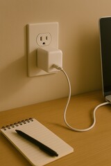 laptop charger plugged into a wall outlet