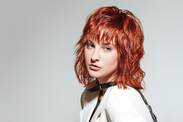 extravagant redhead woman