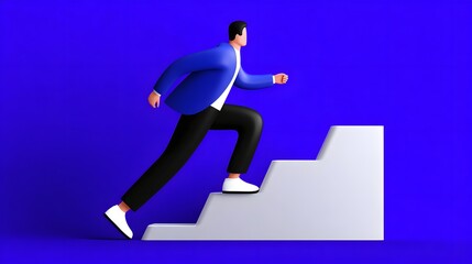 Obraz premium Businessman climbing stairs towards success