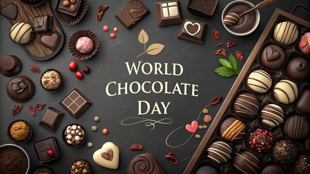Sumptuous spread of assorted chocolates to celebrate world chocolate day 
