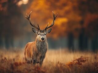 Majestic Deer in Autumn Forest Clearing