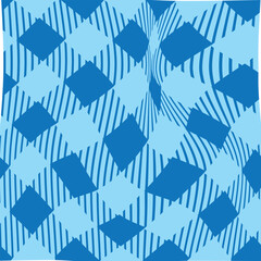  abstract blue colour Lumberjack plaid seamless wave distorting pattern, Checkered tweed repeating wallpaper.