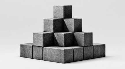 Minimalist Geometric Structure Created From Simple Grey Cubes