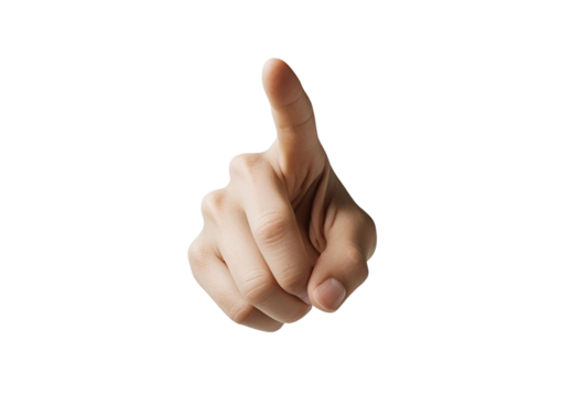 白バックに正面を指さす手