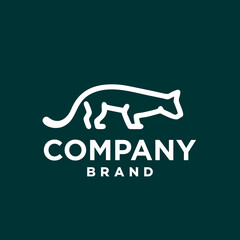 Dynamic Running Cat line logo. A cat running fast vector silhouette