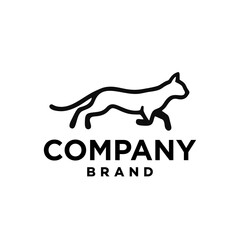 Dynamic Running Cat line logo. A cat running fast vector silhouette
