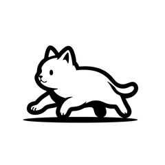playful cute cat logo cartoon design. fun jumping cat Cartoon Vector Icon Illustration