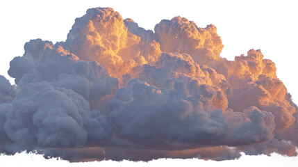 Picturesque sunset clouds glowing, isolated on transparent background