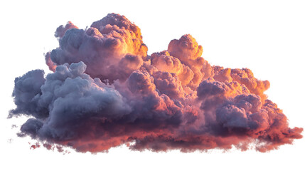 Picturesque sunset clouds glowing, isolated on transparent background
