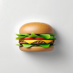 Delicious Burger Creation, Food Art, Kitchen, Digital Illustration, Modern Design, Close-Up, Culinary Delight